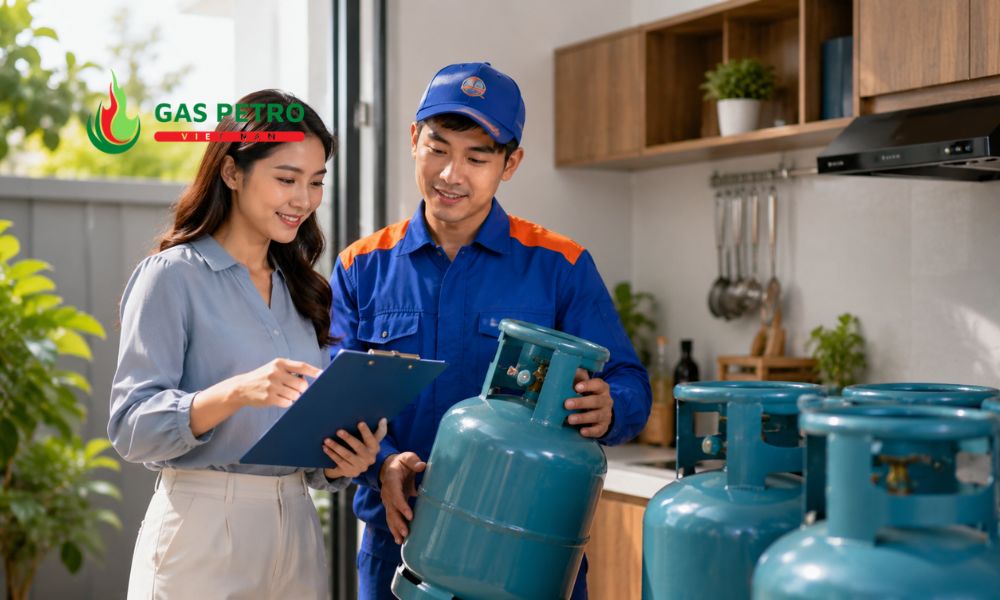 Nhân viên giao gas tận nơi từ đại lý gas uy tín