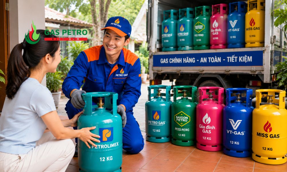 Giá đổi bình gas 12kg phụ thuộc vào thương hiệu và thời điểm điều chỉnh giá gas