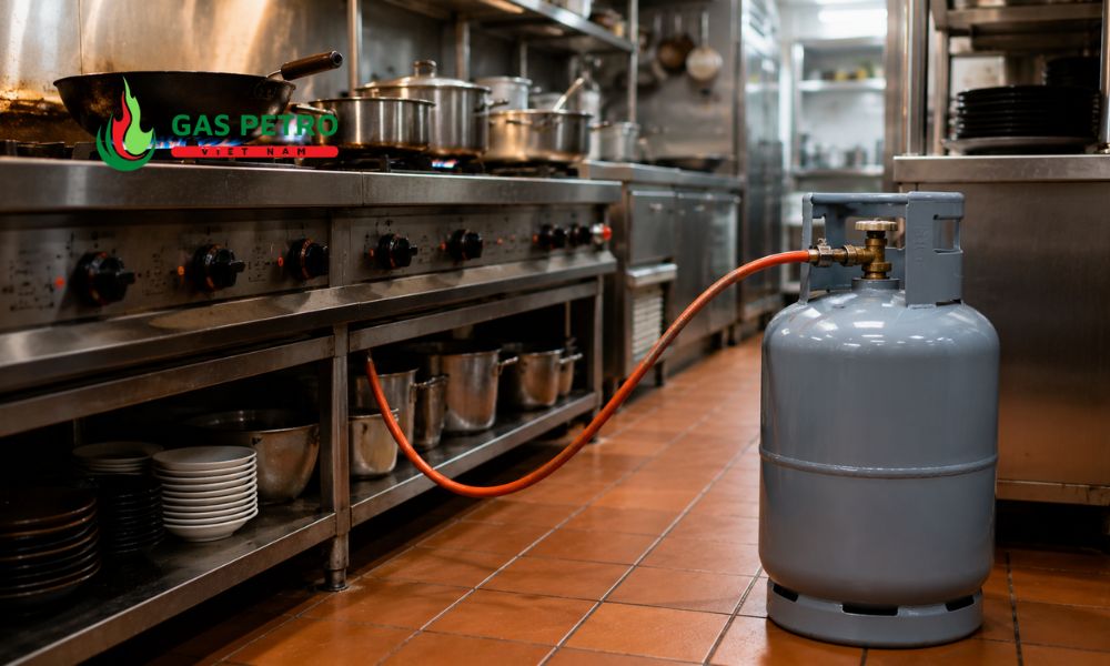 Khu bếp quán ăn nhỏ sử dụng bình gas dân dụng 12kg