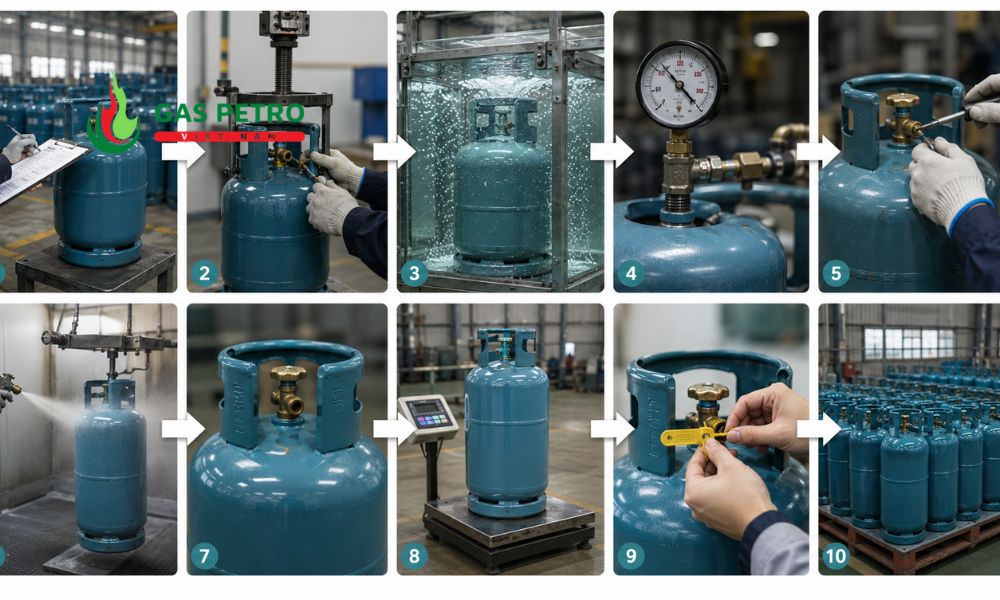 Bình gas được kiểm định an toàn theo tiêu chuẩn kỹ thuật