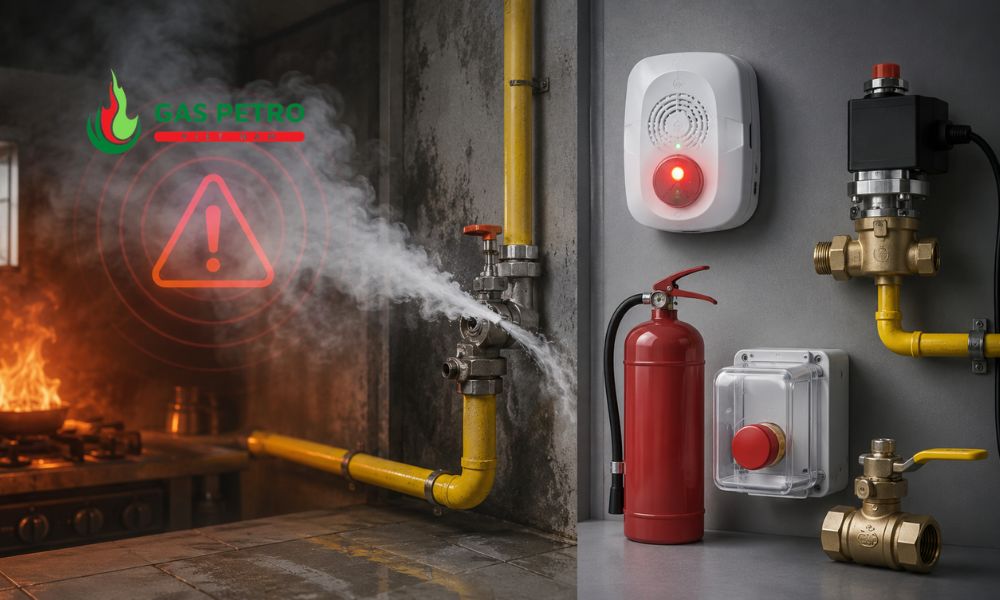 Nhân viên kỹ thuật kiểm tra hệ thống gas an toàn