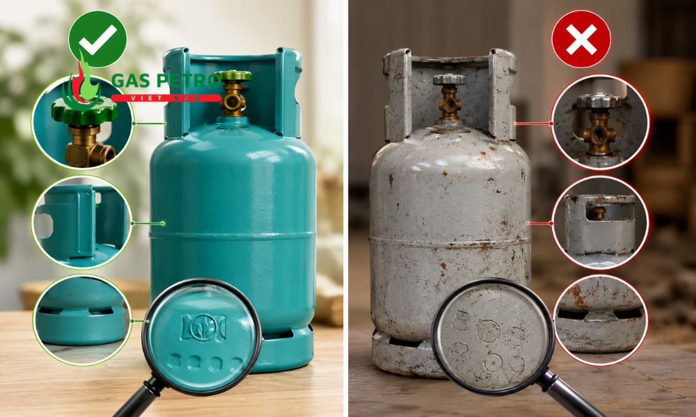 Quan sát vỏ bình để phát hiện dấu hiệu sang chiết trái phép